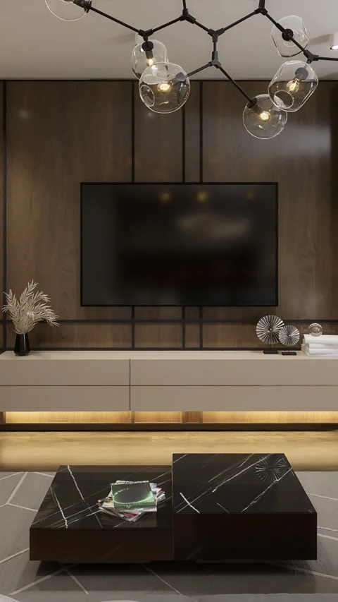 3D-rendering. The camera flies over a modern studio apartment Stock Footage 271663173