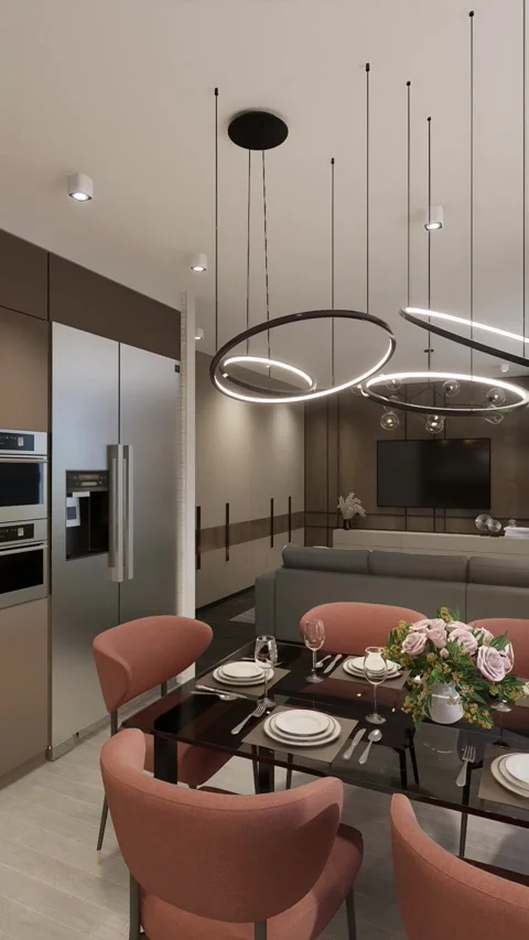 3D-rendering. The camera flies over a modern studio apartment Stock Footage 271663218