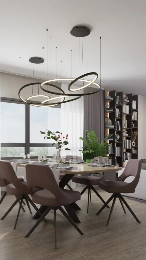 3D-rendering. The camera flies over a modern studio apartment. Vertical format Stock Footage 281544359