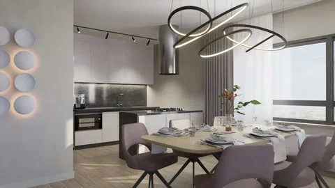 3D-rendering. The camera flies over a modern studio apartment. Stock Footage 281544420