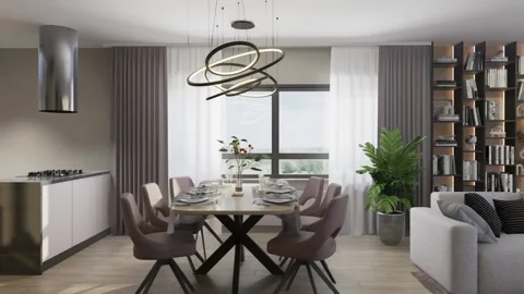 3D-rendering. The camera flies over a modern studio apartment. Stock Footage 281544426