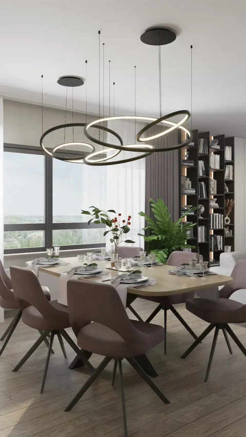 3D-rendering. The camera flies over a modern studio apartment. Vertical format Stock Footage 281544432