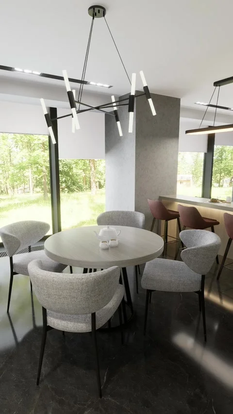 3D rendering. The camera flies through the interior of a country house Stock Footage 275023059