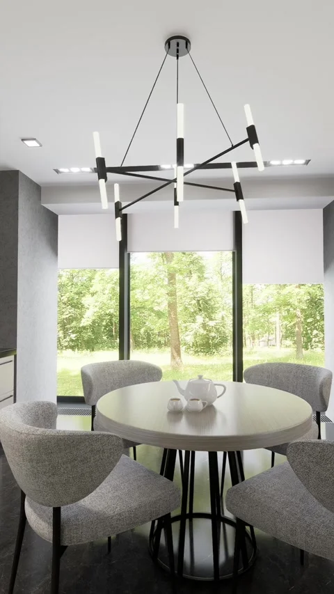 3D rendering. The camera flies through the interior of a country house Stock Footage 275023060