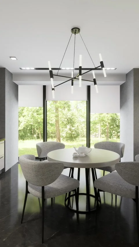 3D rendering. The camera flies through the interior of a country house Stock Footage 275023072