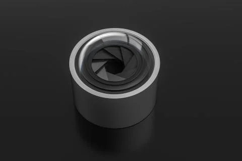 3d rendering, camera lens in a dark studio background イラスト素材