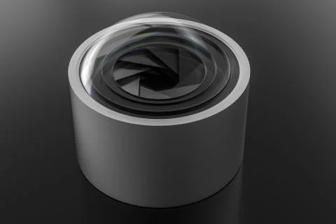 3d rendering, camera lens in a dark studio background イラスト素材
