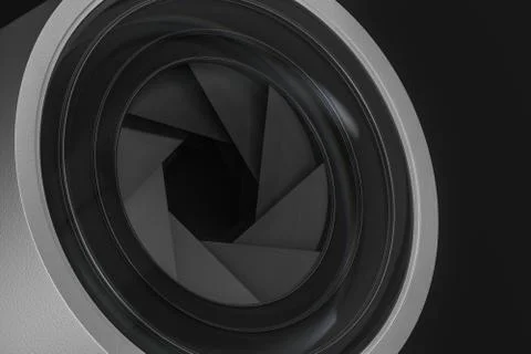 3d rendering, camera lens in a dark studio background イラスト素材