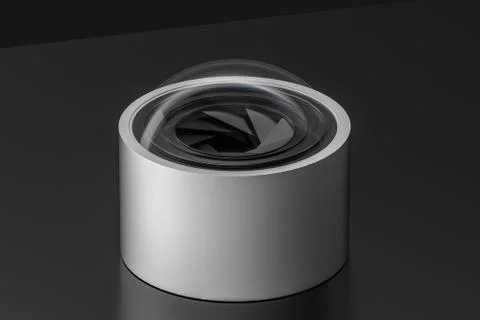 3d rendering, camera lens in a dark studio background イラスト素材