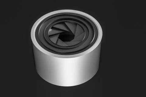 3d rendering, camera lens in a dark studio background イラスト素材