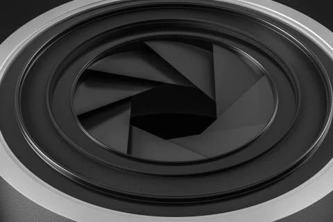 3d rendering, camera lens in a dark studio background イラスト素材