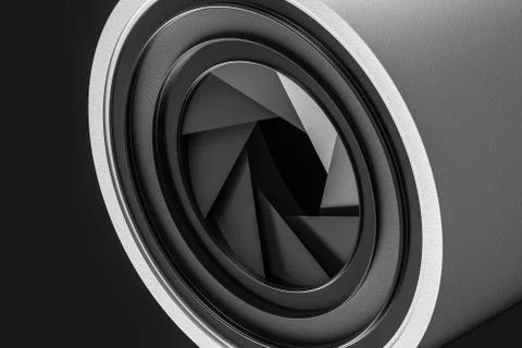 3d rendering, camera lens in a dark studio background イラスト素材