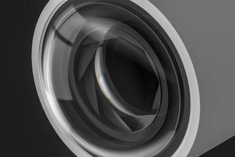 3d rendering, camera lens in a dark studio background イラスト素材
