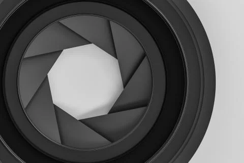 3d rendering, camera lens in a dark studio background Illustrazione stock