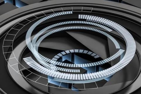 3d rendering, camera lens in a dark studio background イラスト素材