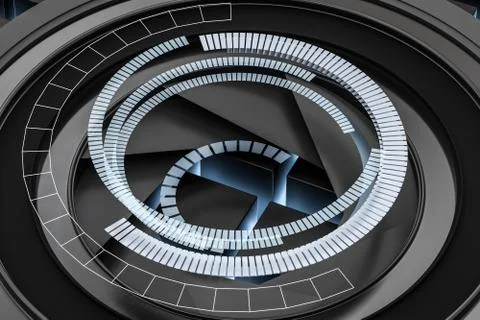 3d rendering, camera lens in a dark studio background イラスト素材