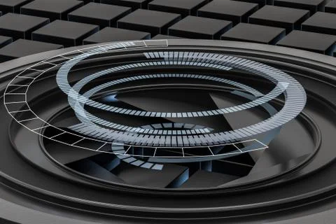 3d rendering, camera lens in a dark studio background イラスト素材