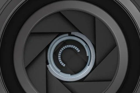 3d rendering, camera lens in a dark studio background イラスト素材