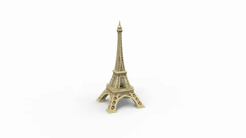 3d rendering of a camera orbiting around the Eiffel tower in a white background. Stock Footage 111522960