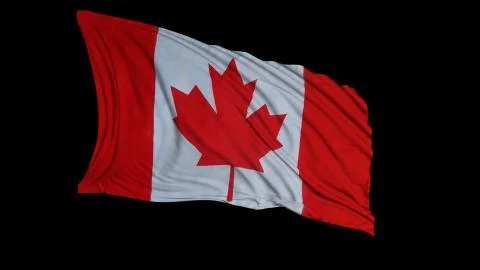 3D rendering of a canadian flag. The flag develops smoothly in the wind Foto stock