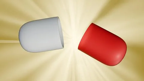 A 3d rendering of capsule pills illuminated by soft rays of light Stock Illustration