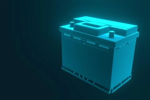 3D rendering. Car battery on blue background. Stock Photos