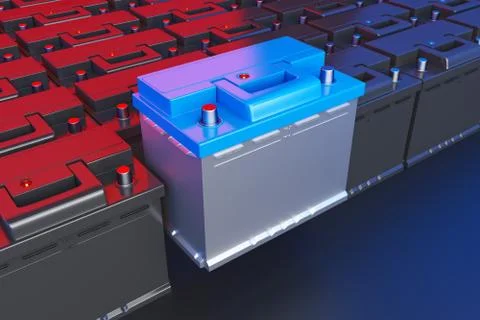 3D rendering. Car battery on multicolor background. Stock Photos