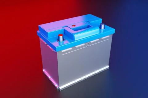 3D rendering. Car battery on multicolor background. Foto stock