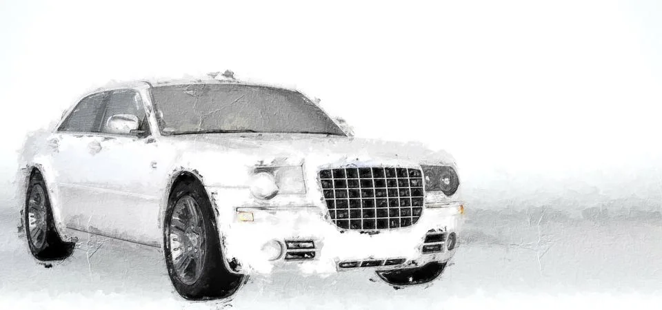 3d rendering of a car inside a studio Stock Illustration