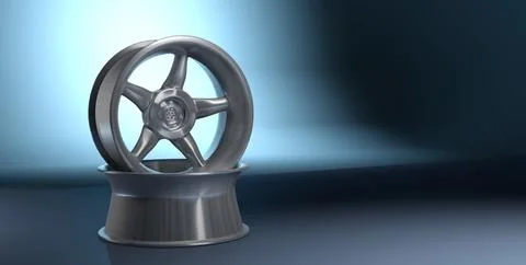 3D rendering Car wheel on dark blue background Stock Photos