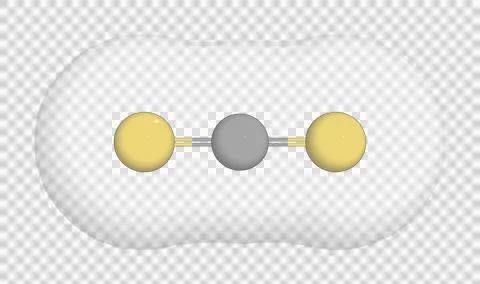 3D rendering of Carbon Disulfide over a transparent background. Stock Illustration