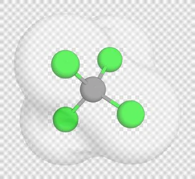 3D rendering of Carbon Tetrachloride over a transparent background. Stock Illustration