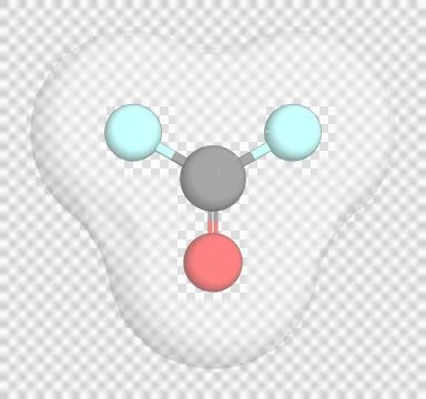 3D rendering of Carbonyl Fluoride over a transparent background. Stock Illustration