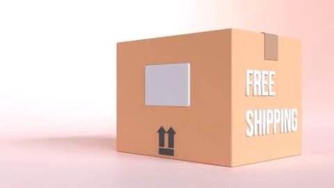 3D rendering cardboard box or delivery package. 3D illustration delivery carg Illustrazione stock