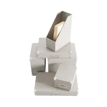 3D rendering of cardboard boxes for papers on a white background 스톡 사진