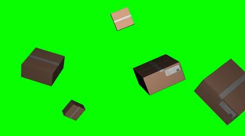 3D rendering of cardboard delivery packages isolated on a green backgroun Illustration