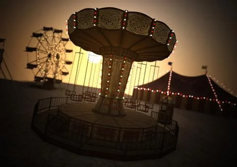 3D Rendering Carnival Carousel Stock Illustration