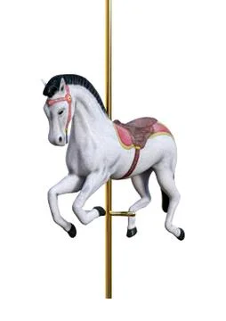 3D Rendering Carousel Horse on White Stock Illustration