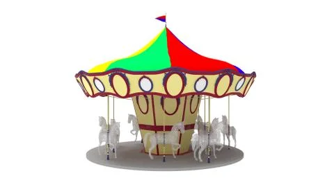 3D rendering of a carousel park attraction amusement fun ride Stock Illustration