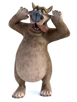3D rendering of a cartoon bear doing a silly face. Stock Illustration