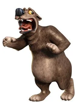 3D Rendering Cartoon Bear on White Stock Illustration