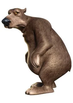 3D Rendering Cartoon Bear on White Stock Illustration