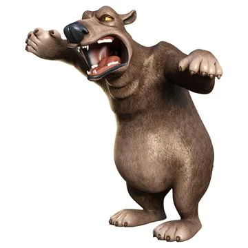 3D Rendering Cartoon Bear on White Stock Illustration