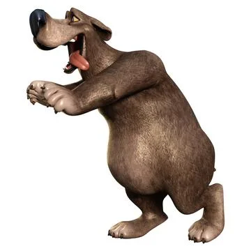 3D Rendering Cartoon Bear on White Stock Illustration