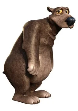 3D Rendering Cartoon Bear on White Stock Illustration