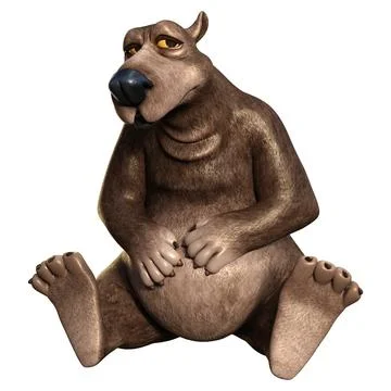 3D Rendering Cartoon Bear on White Stock Illustration