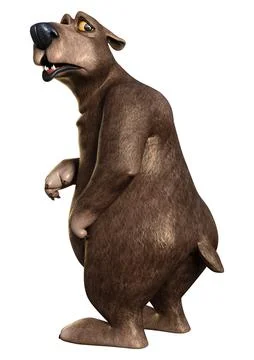 3D Rendering Cartoon Bear on White Stock Illustration