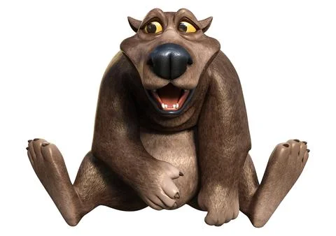3D Rendering Cartoon Bear on White Stock Illustration