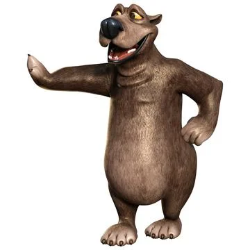 3D Rendering Cartoon Bear on White Stock Illustration