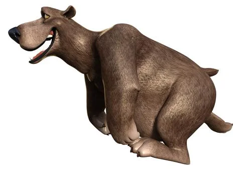 3D Rendering Cartoon Bear on White Stock Illustration